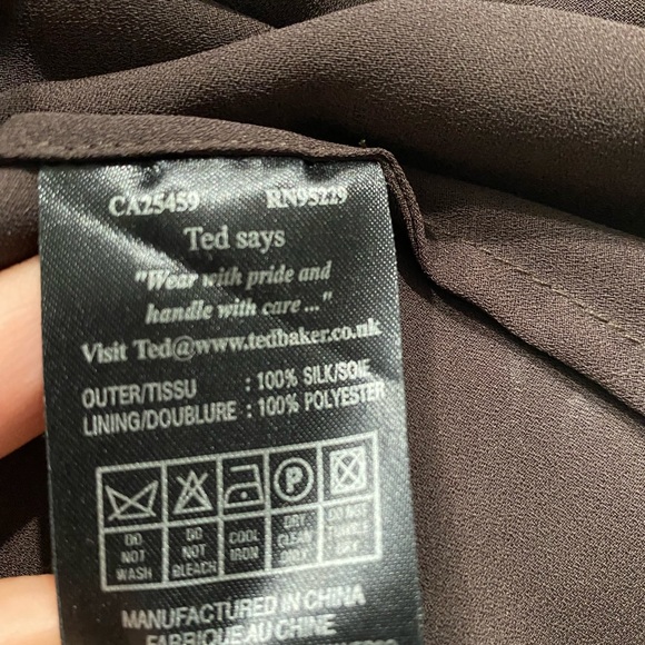 Ted Baker  Brown Silk Chiffon Vintage Spaghetti Straps Mid Length Dress - Picture 11 of 12